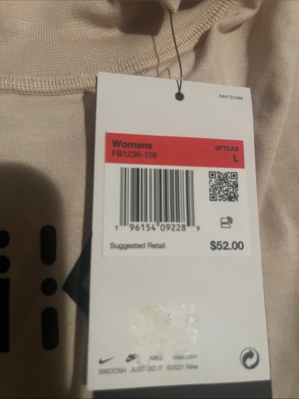 Nike Women’s Cream High-Neck Long Sleeve Top with Logo - Picture 2 of 2